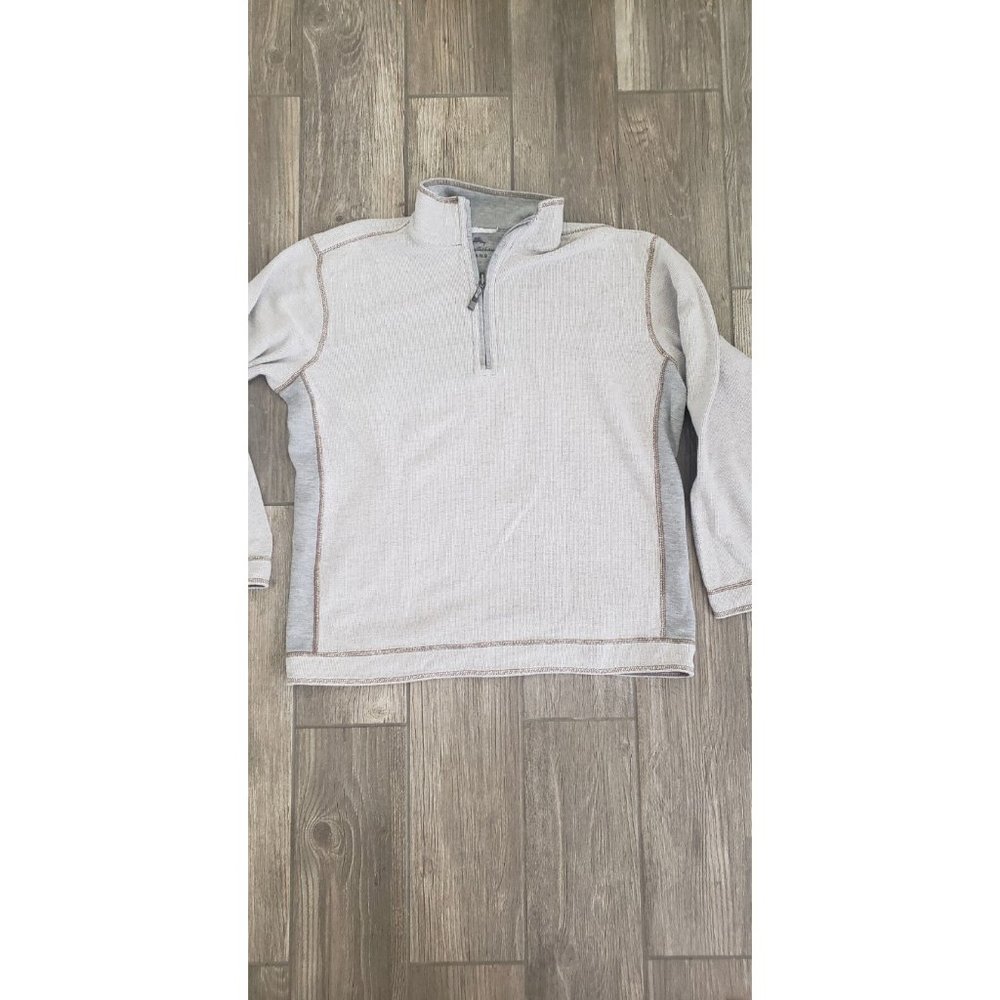 Tommy Bahama Jean 1/4 Zip Sweater Men Large Reversible Neutral Tone Long Sleeve - Picture 4 of 12